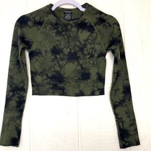 Victoria's Pink Active Women's Sport LS-Top CAMO sz Small Cropped